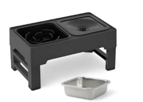 Dog Double Bowls Stainless Stand Adjustable Height Pets Feeding Dish Bowl Big Dog Elevated Food Water Feeders For Dogs  Pet Products